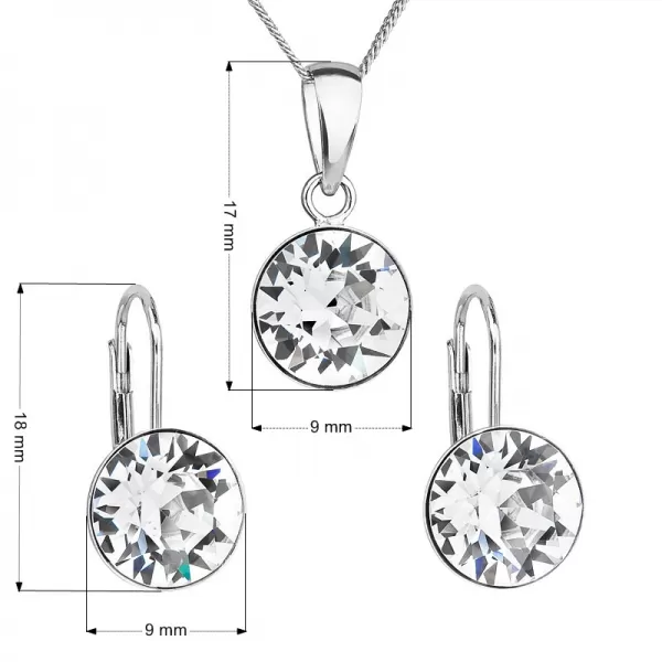 Súprava šperkov s kryštálmi Swarovski náušnice a prívesok biele okrúhle 39140.1