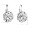 Strieborné náušnice visiace s kryštálmi Swarovski biele okrúhle 31176.1
