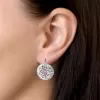 Strieborné náušnice visiace s kryštálmi Swarovski mix farieb okrúhle 31161.3 sakura