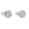 Strieborné náušnice pecka s kryštálmi Swarovski mix farieb okrúhle 31136.3 sakura