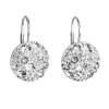 Strieborné náušnice visiace s kryštálmi Swarovski biele okrúhle 31176.1