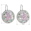 Strieborné náušnice visiace s kryštálmi Swarovski mix farieb okrúhle 31161.3 sakura