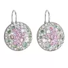 Strieborné náušnice visiace s kryštálmi Swarovski mix farieb okrúhle 31161.3 sakura