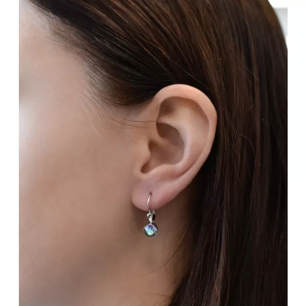 Strieborné náušnice visiace s kryštálmi Swarovski zelené okrúhle 31112.5