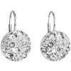 Strieborné náušnice visiace s kryštálmi Swarovski biele okrúhle 31176.1