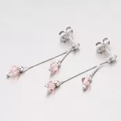 Náušnice s kryštálmi M6015SW-Pink