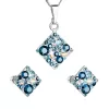 Súprava šperkov s kryštálmi Swarovski náušnice a prívesok modrý kosoštvorec 39126.3 aqua
