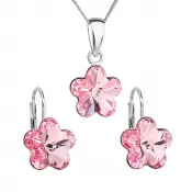 Sada šperkov s kryštálmi Swarovski náušnice, retiazka a prívesok ružová kvietka 39143.3 rose