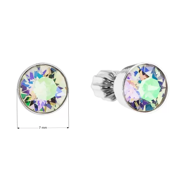 Strieborné náušnice pecka s kryštálmi Swarovski zelené okrúhle 31113.5