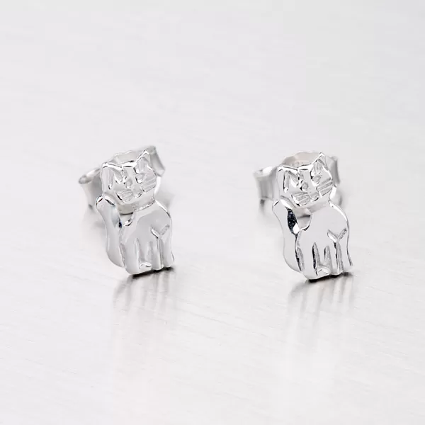 Strieborné náušnice mačky M60577