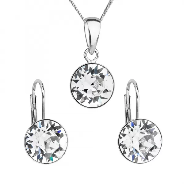 Súprava šperkov s kryštálmi Swarovski náušnice a prívesok biele okrúhle 39140.1
