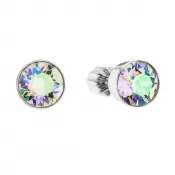 Strieborné náušnice pecka s kryštálmi Swarovski zelené okrúhle 31113.5