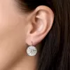 Strieborné náušnice visiace s kryštálmi Swarovski biele okrúhle 31176.1