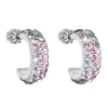 Strieborné náušnice kruhy s kryštálmi Swarovski mix farieb polkruh 31118.3 Sakura