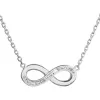 Strieborný náhrdelník s kryštálmi Swarovski bielej infinity,osmička-nekonečno 32023.1
