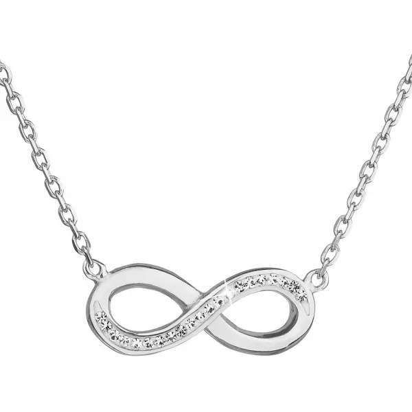 Strieborný náhrdelník s kryštálmi Swarovski bielej infinity,osmička-nekonečno 32023.1