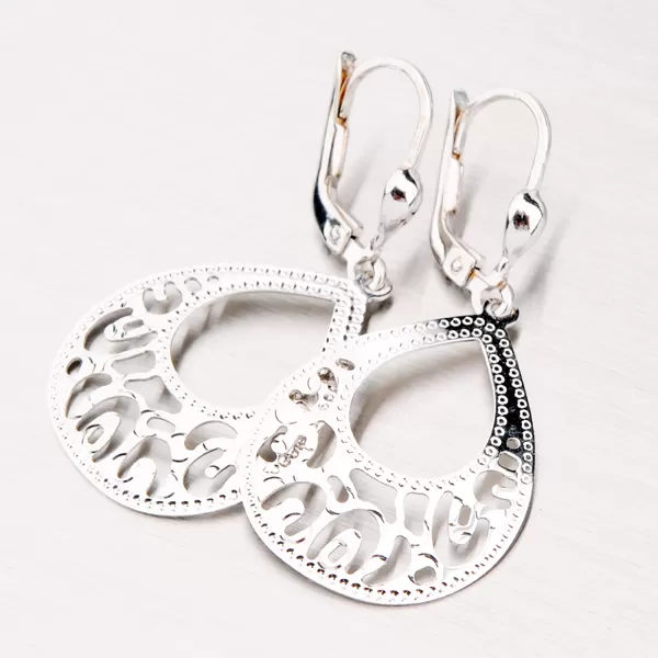 Gravírované náušnice z bieleho zlata 12-183