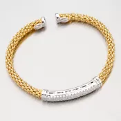 Pevný strieborný náramok so zirkónmi GLARG-4047