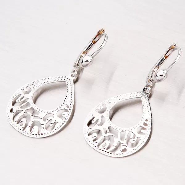 Gravírované náušnice z bieleho zlata 12-183