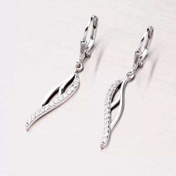 Visiace náušnice so zirkónmi OKP-293-OKS