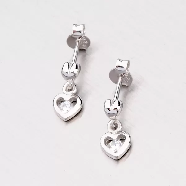 Strieborné náušnice so srdiečkami EXX08140030