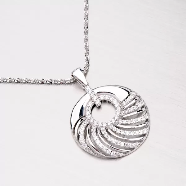 Prívesok zo striebra so zirkónmi ZS-003P-OKS