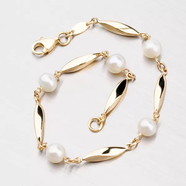 Zlatý náramok s perlami 44-1711