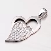 Strieborné srdce so zirkónmi ZS-023-OKS