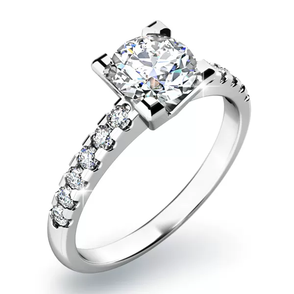 Zásnubný prsteň biele zlato 585/1000 prírodný diamant 0,144 ct G/SI ZP-10804D