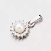 Zlatý prívesok s perlou a so zirkónmi 357P-130104