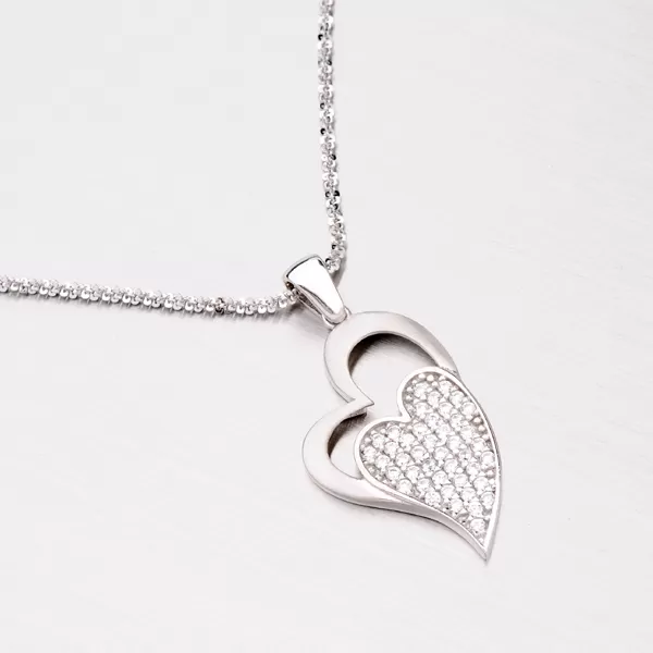 Strieborné srdce so zirkónmi ZS-023-OKS