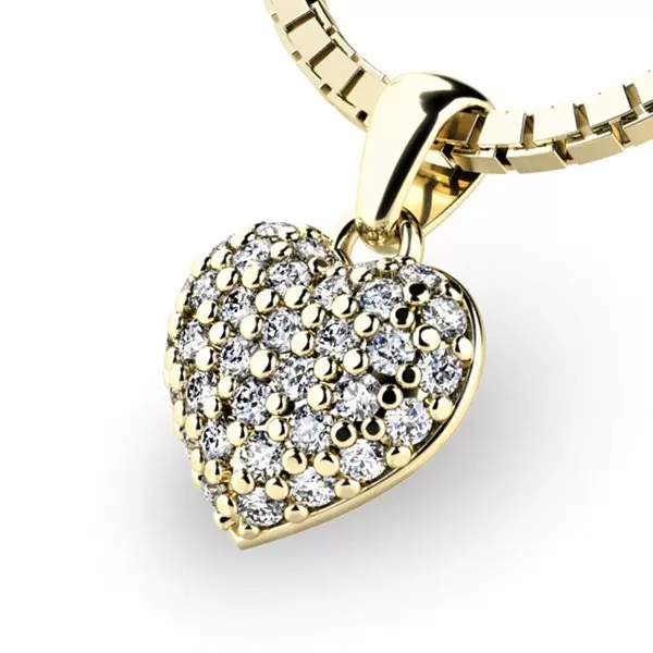 Zlatý prívesok srdca zo žltého zlata so zirkónmi 10923-ZL-ZIR