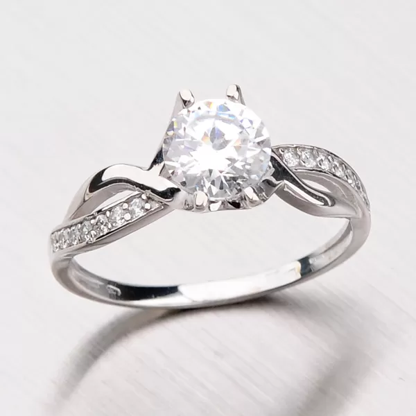 Prsteň z bieleho zlata so zirkónmi 456-5065