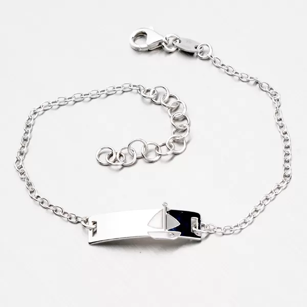 Strieborný náramok s doštičkou a plachetnicou B1402441-1507-SLX