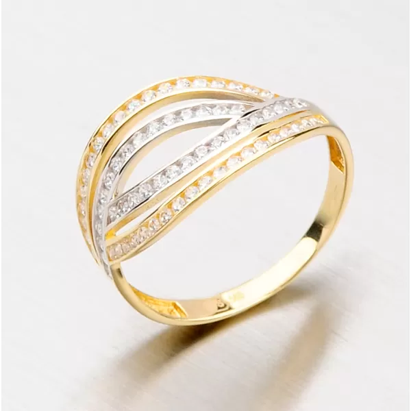 Zlatý prsteň so zirkónmi 111-6106