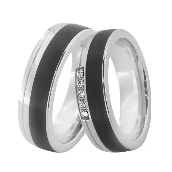 Oceľové snubné prstene s karbónom SC-88001