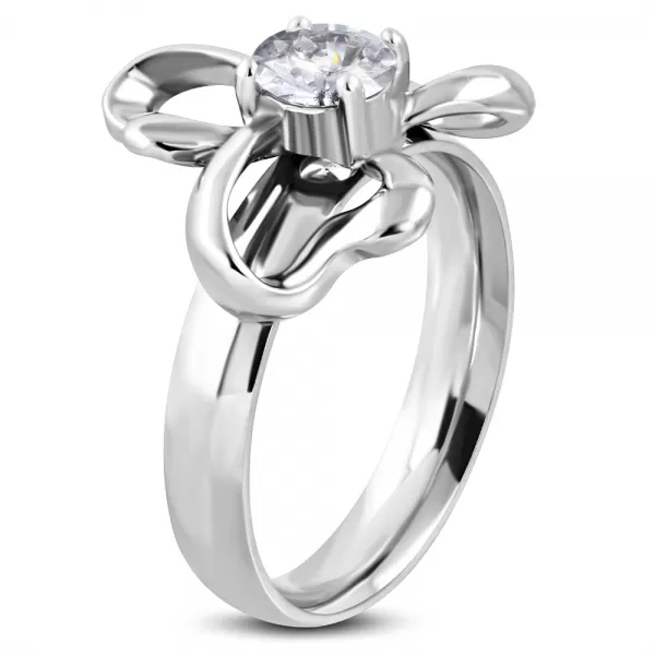 Oceľový prsteň so zirkónom GNRE082