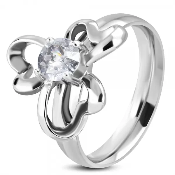 Oceľový prsteň so zirkónom GNRE082