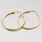 Náušnice zlato 585 gravírované kruhy 28 mm 3-20007