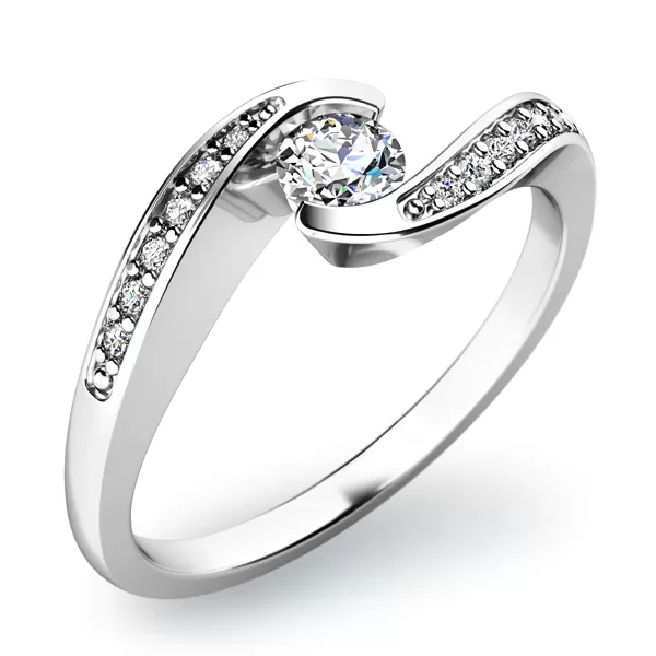 Zásnubný prsteň biele zlato 585/1000 prírodný diamant 0,220 ct G/SI ZP-10844D