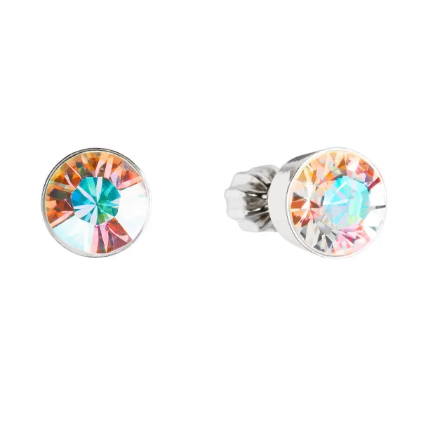 Strieborné náušnice pecka s kryštálmi Swarovski AB efekt okrúhle 31113.2