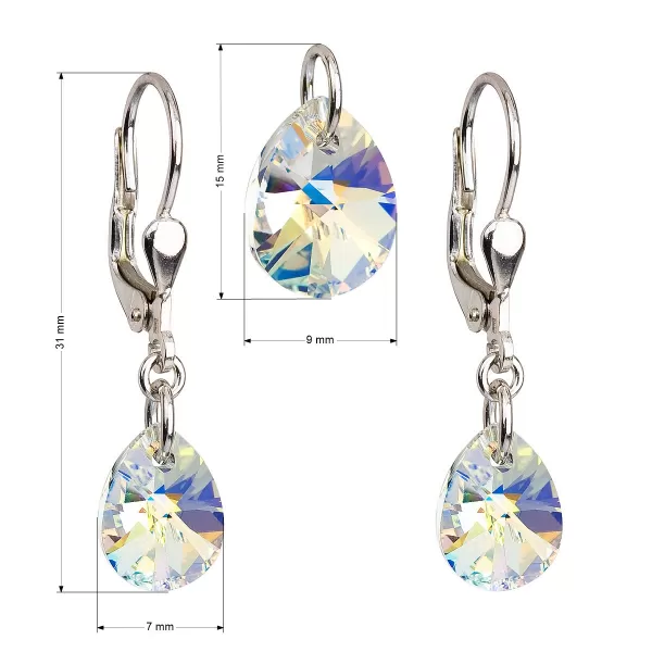 Súprava šperkov s kryštálmi Swarovski náušnice a prívesok AB efekt slza 39083.2