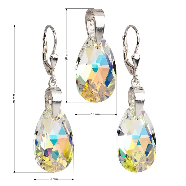 Súprava šperkov s kryštálmi Swarovski náušnice a prívesok AB efekt slza 39049.2