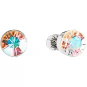 Strieborné náušnice pecka s kryštálmi Swarovski AB efekt okrúhle 31113.2