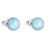 Strieborné náušnice pecka so svetlo modrou matnou Swarovski perlou 31142.3
