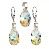 Súprava šperkov s kryštálmi Swarovski náušnice a prívesok AB efekt slza 39049.2