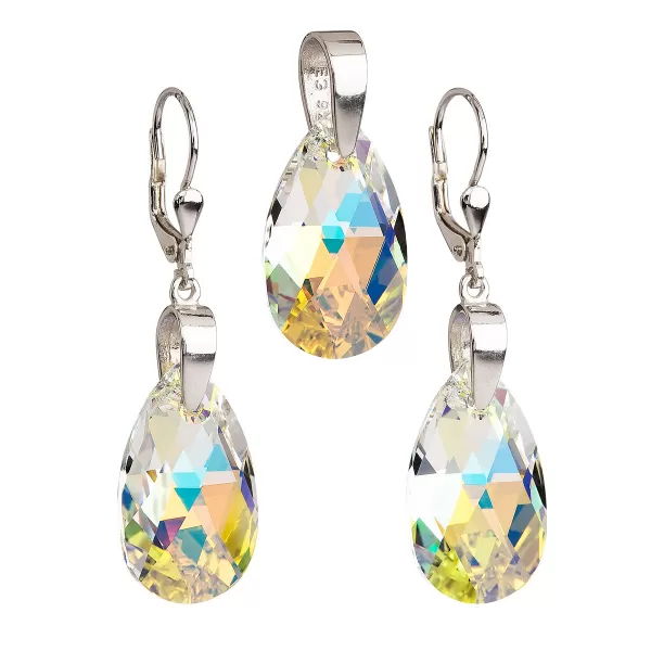 Súprava šperkov s kryštálmi Swarovski náušnice a prívesok AB efekt slza 39049.2
