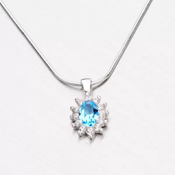 Strieborný prívesok so zirkónmi a akvamarínom P1502531-0851-SLX