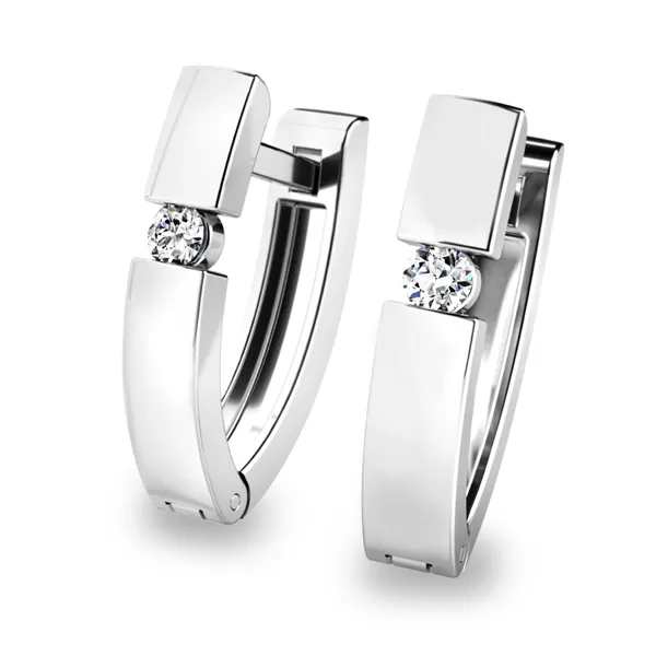 Náušnice z bieleho zlata so zirkónmi 10834-B-ZIR