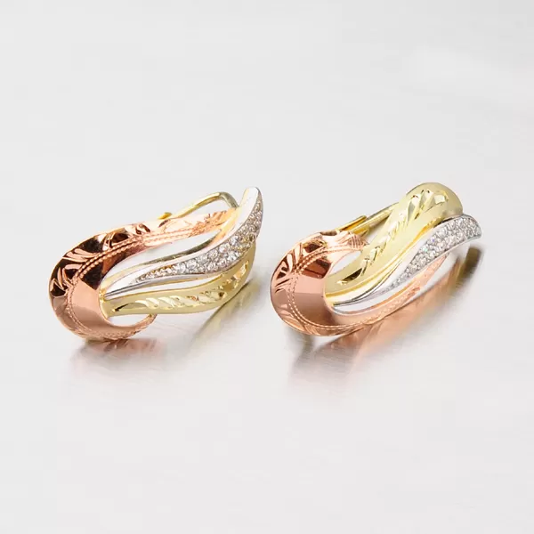 Zlaté náušnice klasik so zirkónmi 52NK-3111